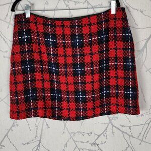 Autres Filles Red Plaid Tweed Mini Pencil Skirt